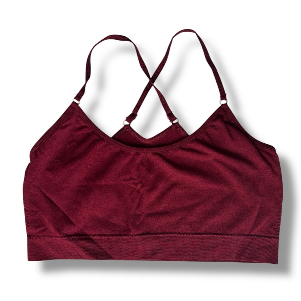 Zenana Unpadded Burgundy Pomegranate Sports Bra with Adjustable Straps One Size